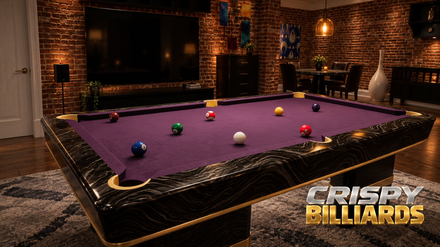 Crispy Billiards: Loading Screen mit Logo und Tisch