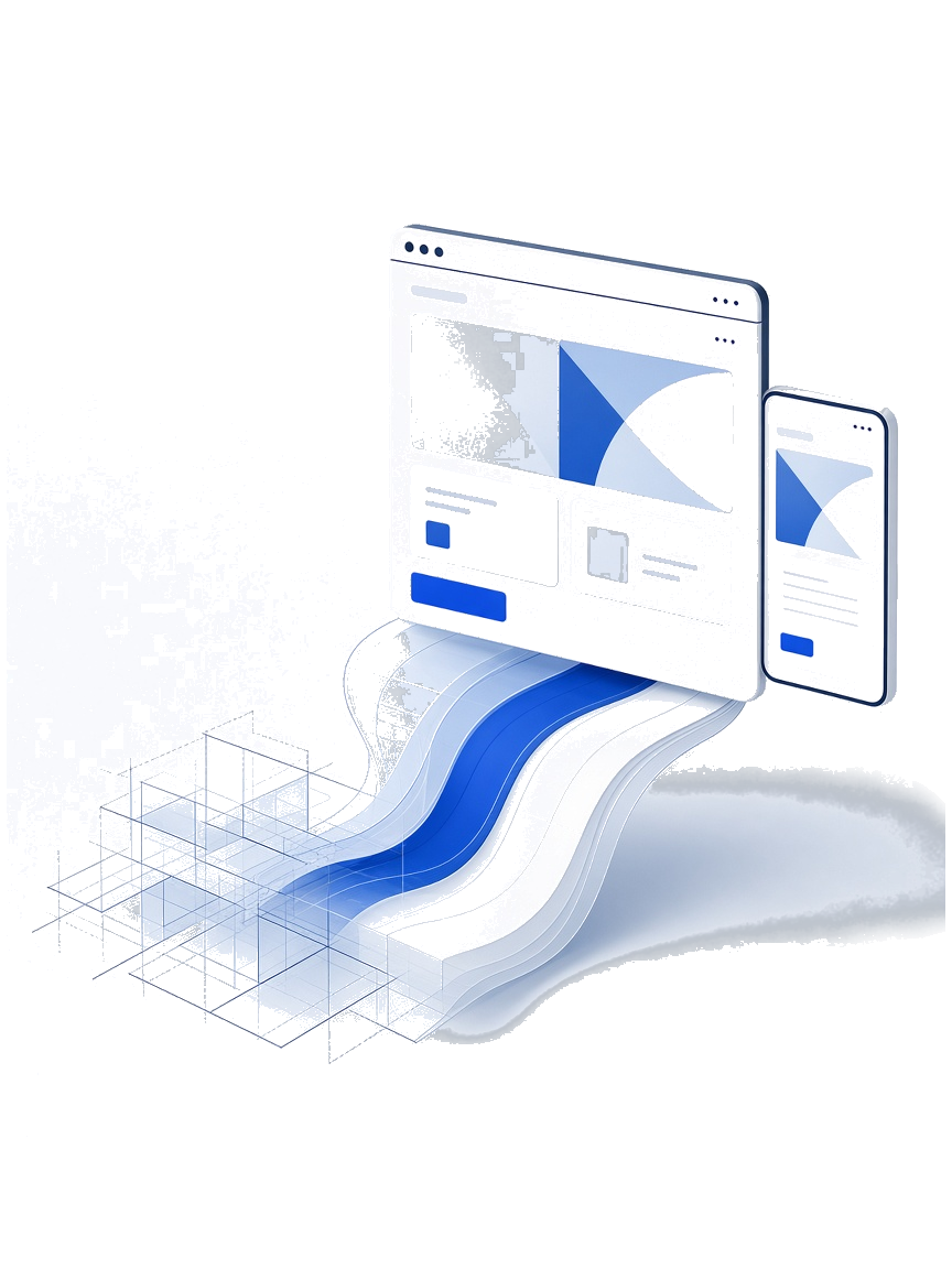 Abstrakte Darstellung einer individuell geplanten responsiven Website